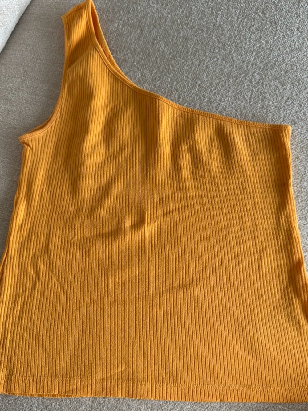 Anthropologie One-Shoulder Ribbed Knit top - yellow orange